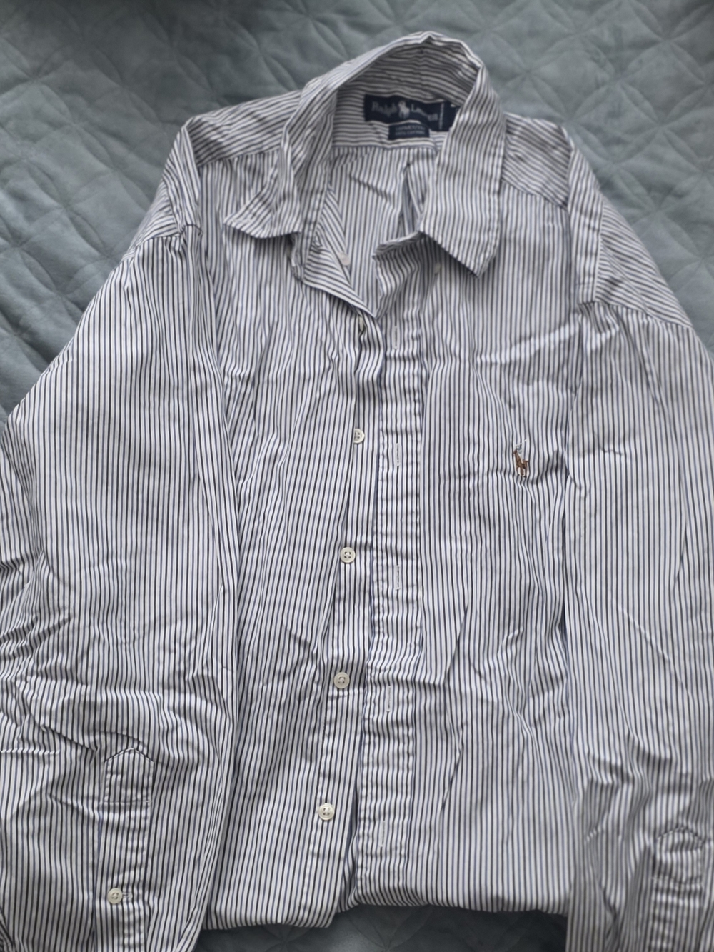 Ralph Lauren Men’s Navy and White Pinstripe Button-Down Shirt